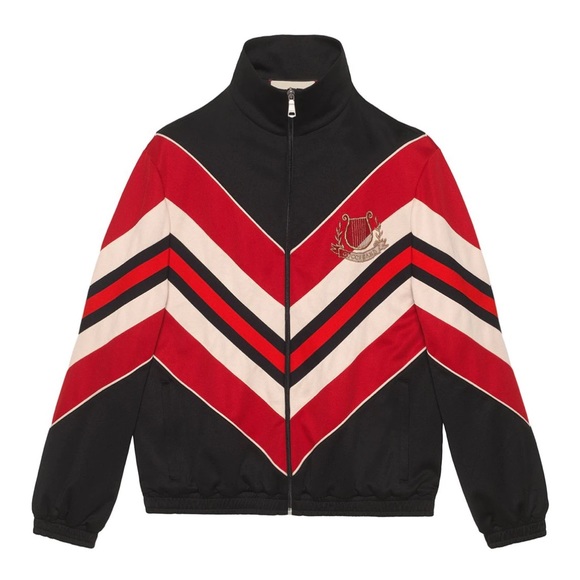 GUCCI chevron-pattern bomber jacket. - Picture 1 of 13